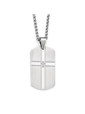 Bonyak Jewelry Stainless Steel Brushed /& Polished w//Blk CarbonFiber Inlay 22in Necklace in Stainless Steel